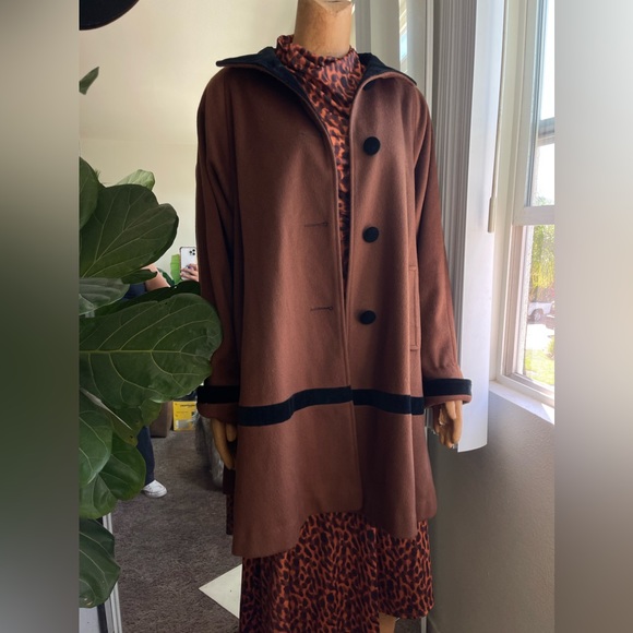 Designs by Projections - Women's Wool Trench with Woven Trim Design, - Picture 1 of 8